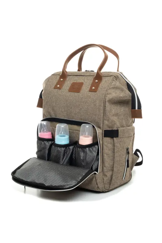 7’Li SEVİMLİ AYILAR DOĞUM SETİ (10LU HASTANE ÇIKIŞ,ÇANTA,PORTBEBE,KUNDAK,BATTANİYE,MENDİL,ÇORAP SET)-BEJ - 4