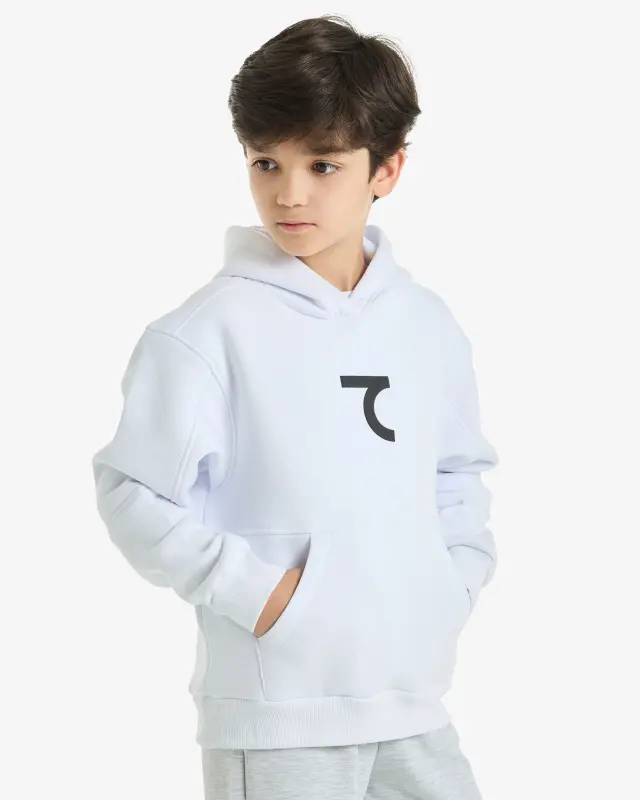 7SABER Street Core Kapüşonlu Sweatshirt - BEYAZ - 9