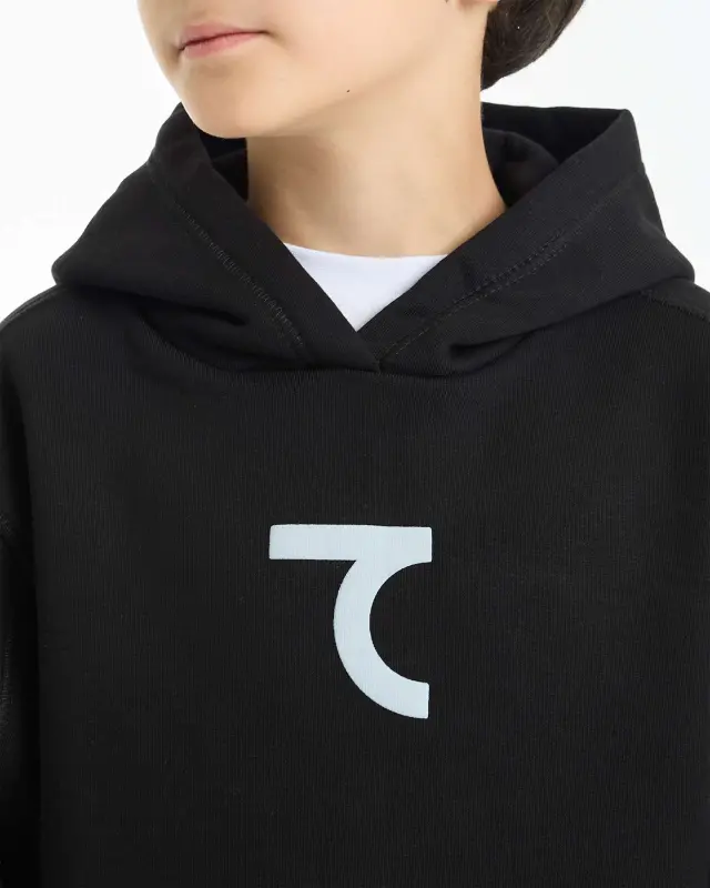 7SABER Street Core Kapüşonlu Sweatshirt - SİYAH - 7SABER