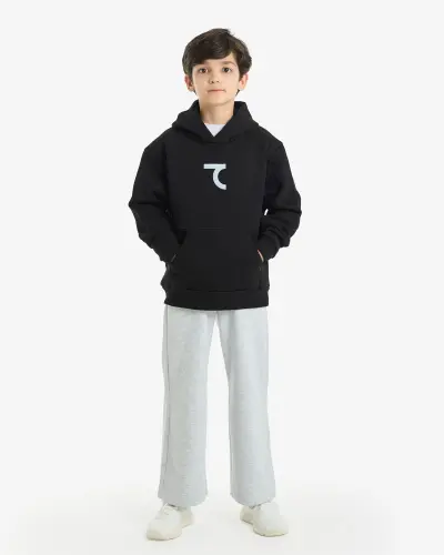 7SABER Street Core Kapüşonlu Sweatshirt - SİYAH - 6
