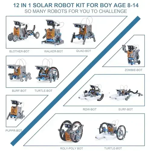 8-13 yoshdagi o'yinchoqlar, 10 yoshli autizmga chalingan bola uchun 12 tasi 1 da Stem Project Solar Robot o'yinchoq, 8-14 yoshdagi bolalar uchun ilmiy to'plamlar, 8 9 10 11 12 13 14 yoshli bola uchun Rojdestvo tug'ilgan kun sovg'asi uchun o'yinchoq - 2