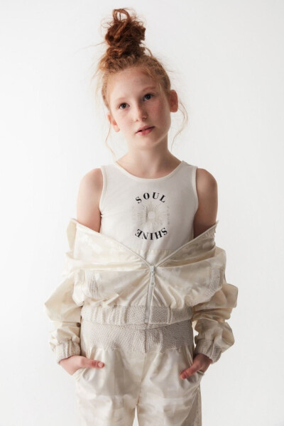 8-14 Yaş Magic Shıne Kız Çocuk Ceket- Krem- - HAUSEKIDS (1)