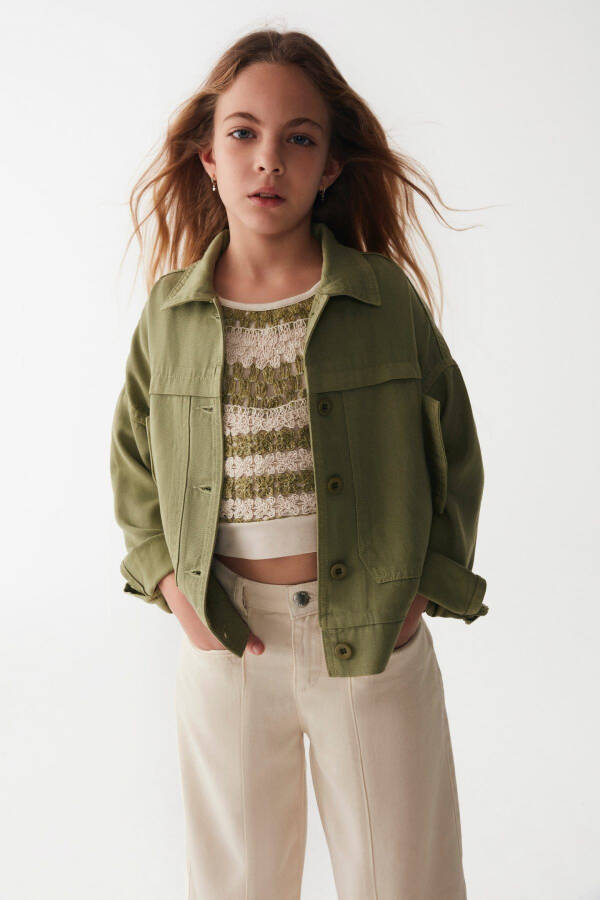 8-14 Years Terracotta Soldiers Girl's Design Jacket - Khaki - 7