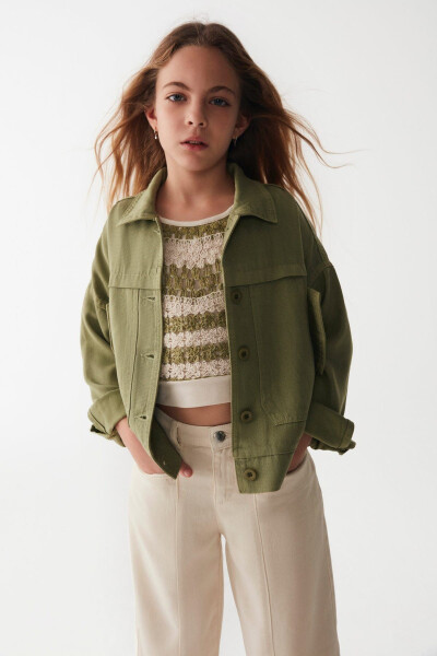 8-14 Years Terracotta Soldiers Girl's Design Jacket - Khaki - 4