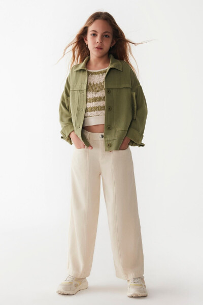 8-14 Years Terracotta Soldiers Girl's Design Jacket - Khaki - 2