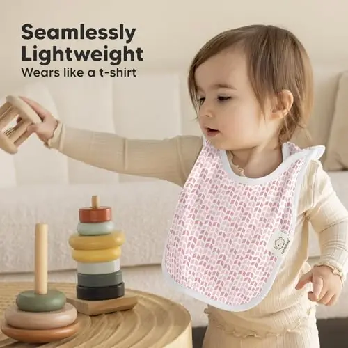 8 нагрудников для малышей - нагрудники через голову для слюнявых прорезывающихся зубов, для девочек и мальчиков, для малышей, новорожденных, мягкие и впитывающие, милые цвета, большая защита торса, сохраняют младенца в чистоте и сухости (строители) - 5