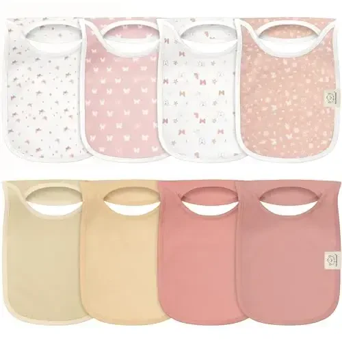 8-Pack Baby Bibs for Boys, Girls - Pullover Bibs for Drooling Teething Baby Girl & Boy Toddler, Newborn, Soft & Absorbent, Cute Colors, Large Torso Coverage Keep Infant Clean & Dry (Butterflies) 