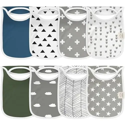8-Pack Baby Bibs for Boys, Girls - Pullover Bibs for Drooling Teething Baby Girl & Boy Toddler, Newborn, Soft & Absorbent, Cute Colors, Large Torso Coverage Keep Infant Clean & Dry (Crossroads) - 8-PACK (1)