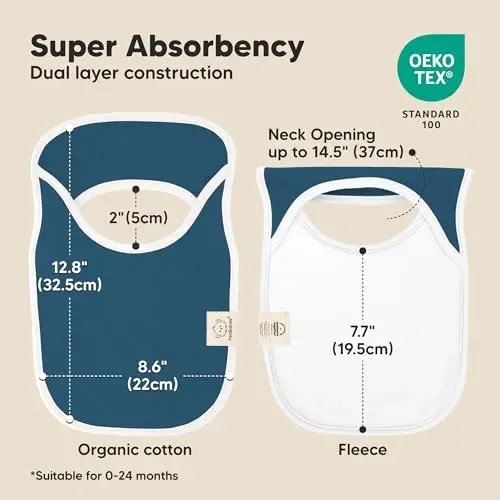 8-Pack Baby Bibs for Boys, Girls - Pullover Bibs for Drooling Teething Baby Girl & Boy Toddler, Newborn, Soft & Absorbent, Cute Colors, Large Torso Coverage Keep Infant Clean & Dry (Crossroads) - 1