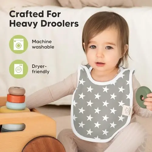 8-Pack Baby Bibs for Boys, Girls - Pullover Bibs for Drooling Teething Baby Girl & Boy Toddler, Newborn, Soft & Absorbent, Cute Colors, Large Torso Coverage Keep Infant Clean & Dry (Crossroads) - KEABABIES (1)