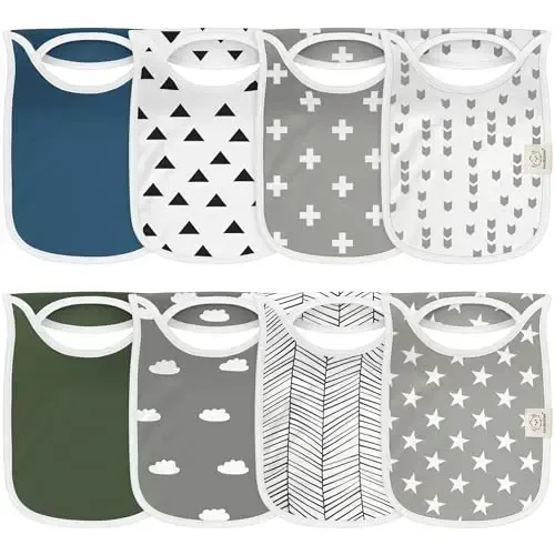 8-Pack Baby Bibs for Boys, Girls - Pullover Bibs for Drooling Teething Baby Girl & Boy Toddler, Newborn, Soft & Absorbent, Cute Colors, Large Torso Coverage Keep Infant Clean & Dry (Crossroads) - KEABABIES