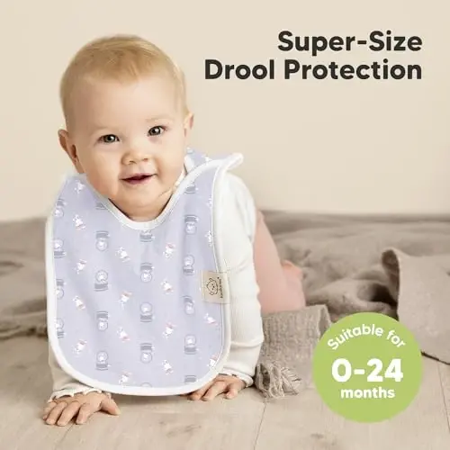 8-Pack Baby Bibs for Boys, Girls - Pullover Bibs for Drooling Teething Baby Girl & Boy Toddler, Newborn, Soft & Absorbent, Cute Colors, Large Torso Coverage Keep Infant Clean & Dry (Dreamers) - KEABABIES (1)
