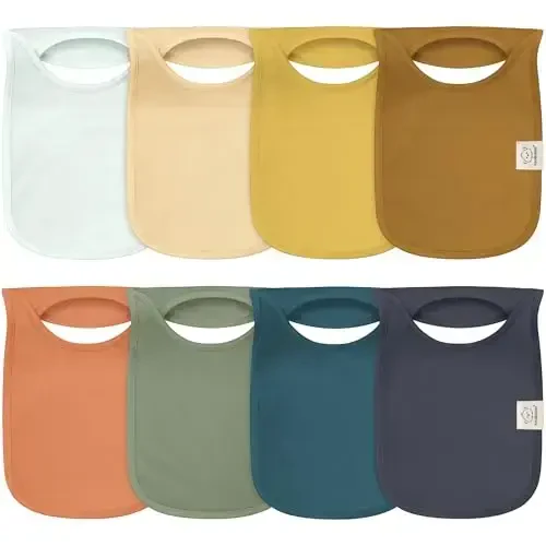 8-Pack Baby Bibs for Boys, Girls - Pullover Bibs for Drooling Teething Baby Girl & Boy Toddler, Newborn, Soft & Absorbent, Cute Colors, Large Torso Coverage Keep Infant Clean & Dry (Eclipse) - KEABABIES