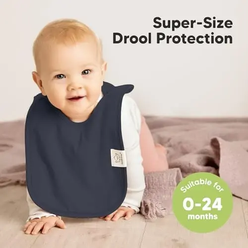8-Pack Baby Bibs for Boys, Girls - Pullover Bibs for Drooling Teething Baby Girl & Boy Toddler, Newborn, Soft & Absorbent, Cute Colors, Large Torso Coverage Keep Infant Clean & Dry (Eclipse) - 3