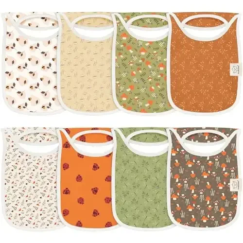 8-Pack Baby Bibs for Boys, Girls - Pullover Bibs for Drooling Teething Baby Girl & Boy Toddler, Newborn, Soft & Absorbent, Cute Colors, Large Torso Coverage Keep Infant Clean & Dry (Fall Spores) - 1