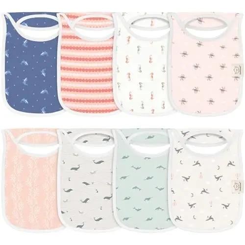 8-Pack Baby Bibs for Boys, Girls - Pullover Bibs for Drooling Teething Baby Girl & Boy Toddler, Newborn, Soft & Absorbent, Cute Colors, Large Torso Coverage Keep Infant Clean & Dry (Marine Muse) - 1