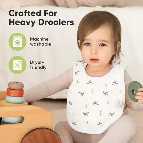 8-Pack Baby Bibs for Boys, Girls - Pullover Bibs for Drooling Teething Baby Girl & Boy Toddler, Newborn, Soft & Absorbent, Cute Colors, Large Torso Coverage Keep Infant Clean & Dry (Marine Muse) - 6