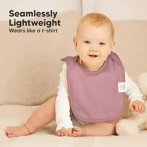 8-Pack Baby Bibs for Boys, Girls - Pullover Bibs for Drooling Teething Baby Girl & Boy Toddler, Newborn, Soft & Absorbent, Cute Colors, Large Torso Coverage Keep Infant Clean & Dry (Mauve) - 5
