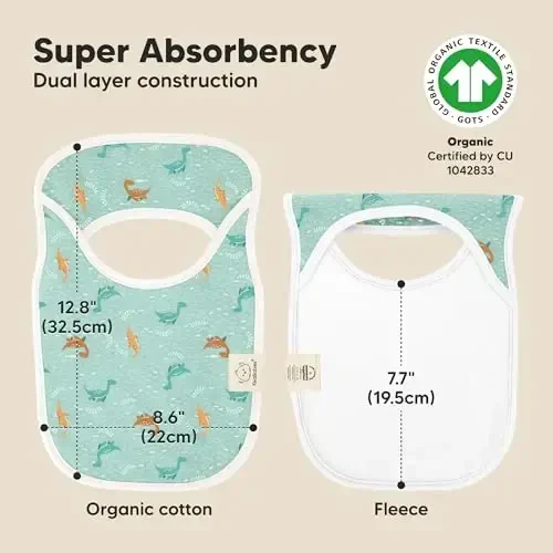 8-Pack Baby Bibs for Boys, Girls - Pullover Bibs for Drooling Teething Baby Girl & Boy Toddler, Newborn, Soft & Absorbent, Cute Colors, Large Torso Coverage Keep Infant Clean & Dry (Mesozoic) - 3