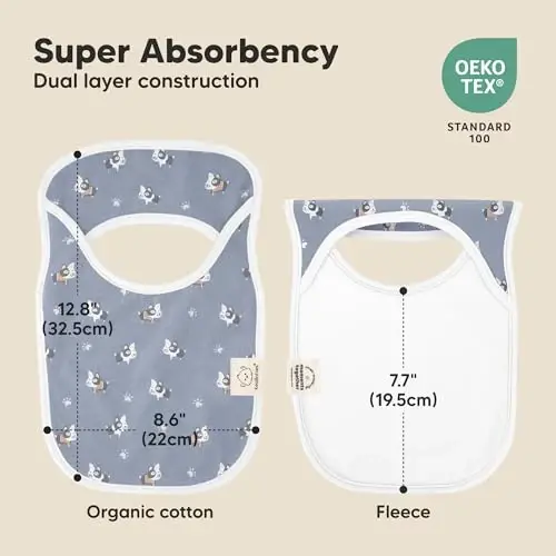 8-Pack Baby Bibs for Boys, Girls - Pullover Bibs for Drooling Teething Baby Girl & Boy Toddler, Newborn, Soft & Absorbent, Cute Colors, Large Torso Coverage Keep Infant Clean & Dry (Pets & Paws) - 5