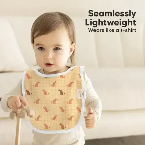 8-Pack Baby Bibs for Boys, Girls - Pullover Bibs for Drooling Teething Baby Girl & Boy Toddler, Newborn, Soft & Absorbent, Cute Colors, Large Torso Coverage Keep Infant Clean & Dry (Pets & Paws) - 5