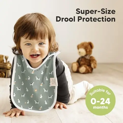 8-Pack Baby Bibs for Boys, Girls - Pullover Bibs for Drooling Teething Baby Girl & Boy Toddler, Newborn, Soft & Absorbent, Cute Colors, Large Torso Coverage Keep Infant Clean & Dry (Pets & Paws) - 8-PACK (1)