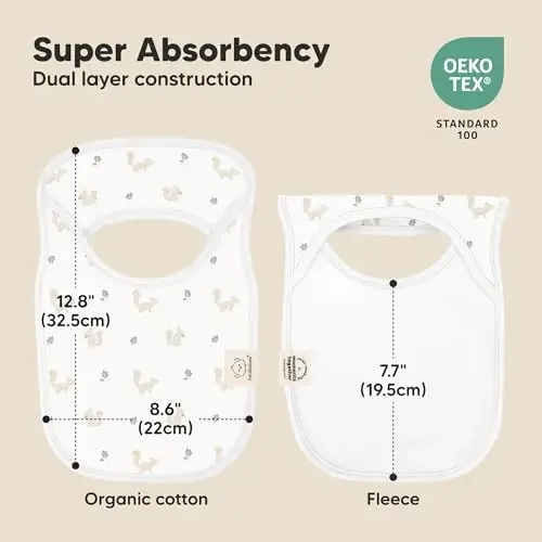 8-Pack Baby Bibs for Boys, Girls - Pullover Bibs for Drooling Teething Baby Girl & Boy Toddler, Newborn, Soft & Absorbent, Cute Colors, Large Torso Coverage Keep Infant Clean & Dry (Prairie) - 5