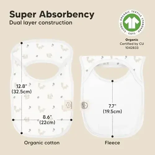 8-Pack Baby Bibs for Boys, Girls - Pullover Bibs for Drooling Teething Baby Girl & Boy Toddler, Newborn, Soft & Absorbent, Cute Colors, Large Torso Coverage Keep Infant Clean & Dry (Prairie) - 3