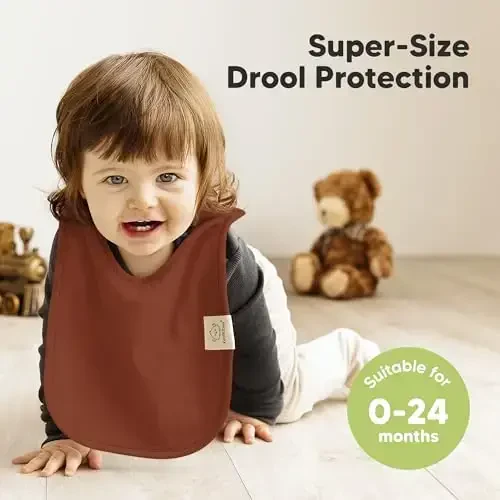 8-Pack Baby Bibs for Boys, Girls - Pullover Bibs for Drooling Teething Baby Girl & Boy Toddler, Newborn, Soft & Absorbent, Cute Colors, Large Torso Coverage Keep Infant Clean & Dry (Sahara) - 2