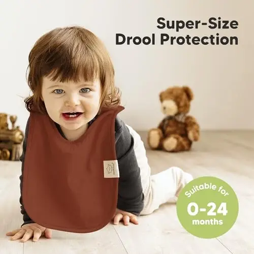 8-Pack Baby Bibs for Boys, Girls - Pullover Bibs for Drooling Teething Baby Girl & Boy Toddler, Newborn, Soft & Absorbent, Cute Colors, Large Torso Coverage Keep Infant Clean & Dry (Sahara) - 3