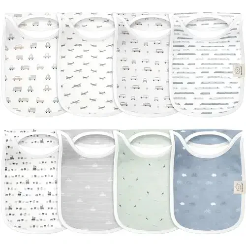 8-Pack Baby Bibs for Boys, Girls - Pullover Bibs for Drooling Teething Baby Girl & Boy Toddler, Newborn, Soft & Absorbent, Cute Colors, Large Torso Coverage Keep Infant Clean & Dry (Vessels) - 1