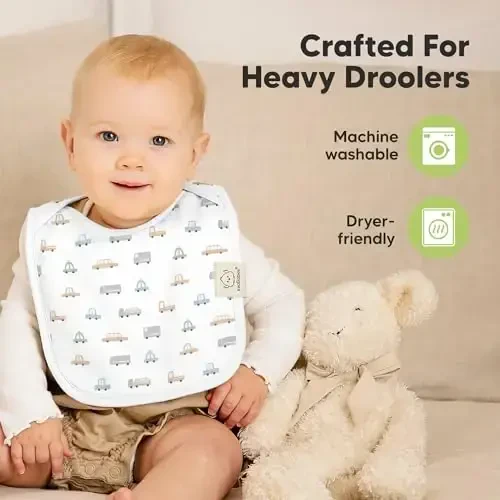 8-Pack Baby Bibs for Boys, Girls - Pullover Bibs for Drooling Teething Baby Girl & Boy Toddler, Newborn, Soft & Absorbent, Cute Colors, Large Torso Coverage Keep Infant Clean & Dry (Vessels) - 6