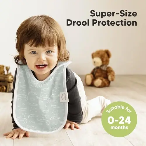 8-Pack Baby Bibs for Boys, Girls - Pullover Bibs for Drooling Teething Baby Girl & Boy Toddler, Newborn, Soft & Absorbent, Cute Colors, Large Torso Coverage Keep Infant Clean & Dry (Wilderness) - 2