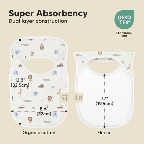 8-Pack Baby Bibs for Boys, Girls - Pullover Bibs for Drooling Teething Baby Girl & Boy Toddler, Newborn, Soft & Absorbent, Cute Colors, Large Torso Coverage Keep Infant Clean & Dry (Wilderness) - 5
