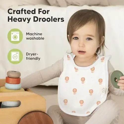 8-Pack Baby Bibs for Boys, Girls - Pullover Bibs for Drooling Teething Baby Girl & Boy Toddler, Newborn, Soft & Absorbent, Cute Colors, Large Torso Coverage Keep Infant Clean & Dry (Wilderness) - 6