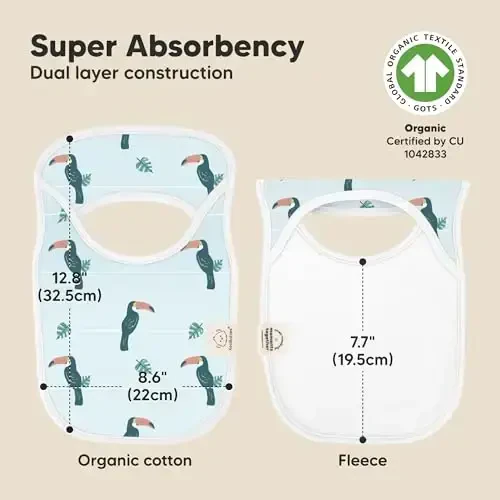 8-Pack Baby Bibs for Boys, Girls - Pullover Bibs for Drooling Teething Baby Girl & Boy Toddler, Newborn, Soft & Absorbent, Cute Colors, Large Torso Coverage Keep Infant Clean & Dry (Wildscape) - 3