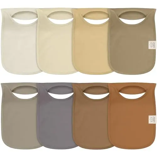 8-Pack Baby Bibs for Boys, Girls - Pullover Bibs for Drooling Teething Baby Girl & Boy Toddler, Newborn, Soft & Absorbent, Cute Colors, Large Torso Coverage Keep Infant Clean & Dry(Terracotta) - 8-PACK (1)