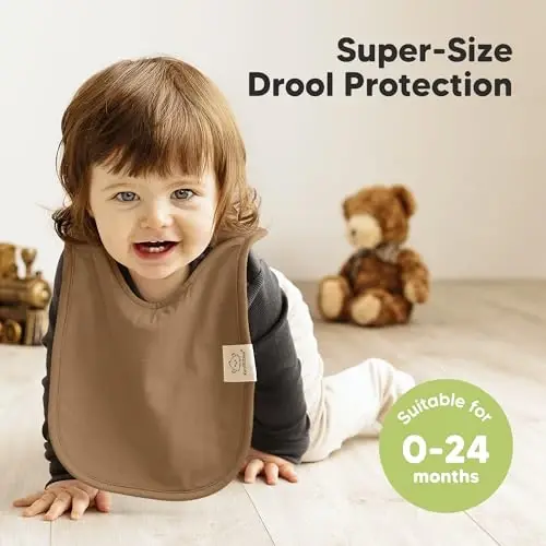 8-Pack Baby Bibs for Boys, Girls - Pullover Bibs for Drooling Teething Baby Girl & Boy Toddler, Newborn, Soft & Absorbent, Cute Colors, Large Torso Coverage Keep Infant Clean & Dry(Terracotta) - 3