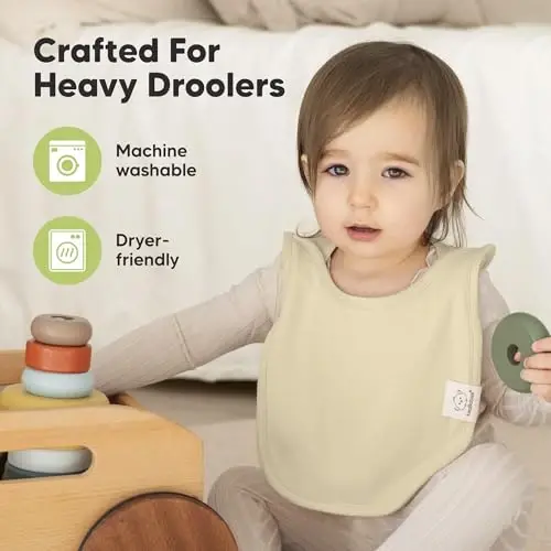 8-Pack Baby Bibs for Boys, Girls - Pullover Bibs for Drooling Teething Baby Girl & Boy Toddler, Newborn, Soft & Absorbent, Cute Colors, Large Torso Coverage Keep Infant Clean & Dry(Terracotta) - KEABABIES (1)
