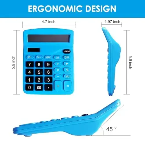 8 Pack Calculator Desktop, 12-Digit Solar Basic Calculator Dual Power Electronic Calculators with Large LCD Display Big Button for Office Home and School (Dark Blue) - 3