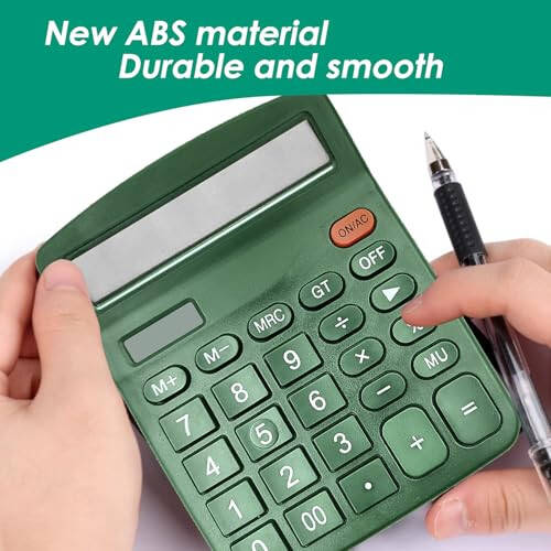 8 Pack Calculator Desktop, 12-Digit Solar Basic Calculator Dual Power Electronic Calculators with Large LCD Display Big Button Handheld Calculator for Office Home and School (Dark Green) - 5