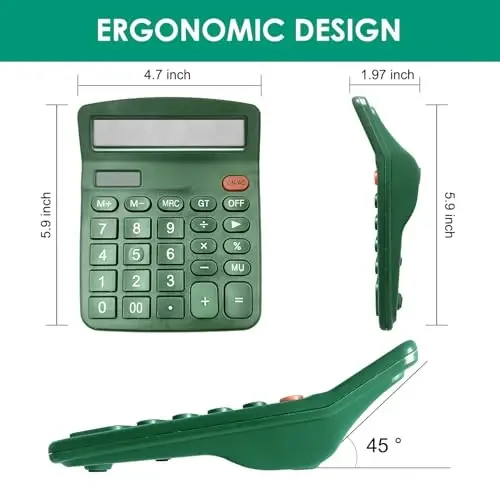 8 Pack Calculator Desktop, 12-Digit Solar Basic Calculator Dual Power Electronic Calculators with Large LCD Display Big Button Handheld Calculator for Office Home and School (Dark Green) - 5