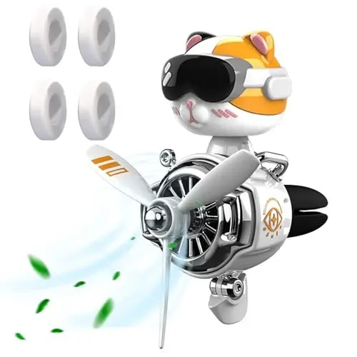 DUHKHAS Car Air Freshener, Cute Cat Vent Clip Automotive Air Outlet Fan Diffuser, Car Interiors Vent Decoration (Shake Head Style - Cat, Ocean Scent, White) 