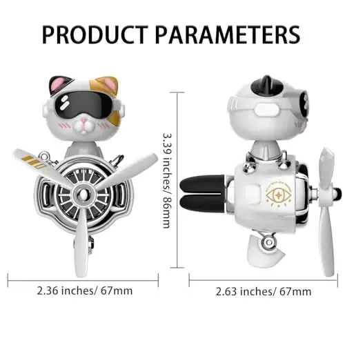 DUHKHAS Car Air Freshener, Cute Cat Vent Clip Automotive Air Outlet Fan Diffuser, Car Interiors Vent Decoration (Shake Head Style - Cat, Ocean Scent, White) - 2