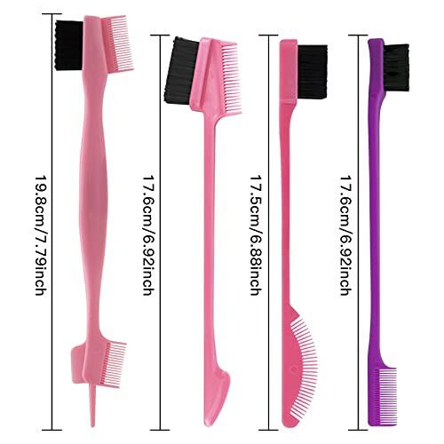 8 Pieces Hair Styling Comb Set Teasing Rat Tail Brush for Edge&Back Brushing, Combing, Slicking Hair for Women Edge Brush Double Sided Edge Comb for All Hair Styles(edge control brush-8pcs) - 3