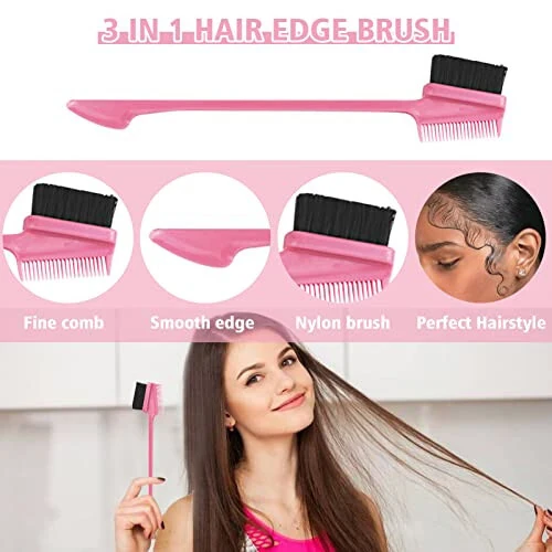 8 Pieces Hair Styling Comb Set Teasing Rat Tail Brush for Edge&Back Brushing, Combing, Slicking Hair for Women Edge Brush Double Sided Edge Comb for All Hair Styles(edge control brush-8pcs) - 4