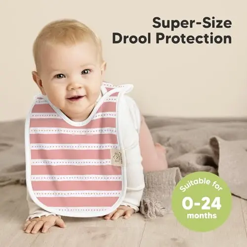 8 штук детских нагрудников для мальчиков и девочек - нагрудники через голову для слюнявых прорезывающихся зубов для девочек и мальчиков ясельного возраста, новорожденных, мягкие и впитывающие, милые цвета, большая площадь туловища, чтобы младенец оставался чистым и сухим (Sweet Charm) - 3