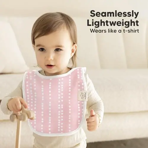 8 штук детских нагрудников для мальчиков и девочек - нагрудники через голову для слюнявых прорезывающихся зубов для девочек и мальчиков ясельного возраста, новорожденных, мягкие и впитывающие, милые цвета, большая площадь туловища, чтобы младенец оставался чистым и сухим (Sweet Charm) - 5
