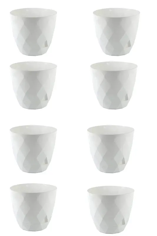 8 ta kichik o‘lchamli yaltiroq rangli paxlava naqshli taglikli plastik tuvak Yakamoz №0 mini o‘lcham. 0.30 litr - Oq - 3