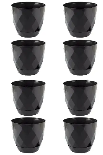 8 ta kichik o'lchamli yaltiroq rangli romb naqshli laganli plastik tuvak Yakamoz No 0 Mini o'lcham. 0.30 litr - Qora - 3